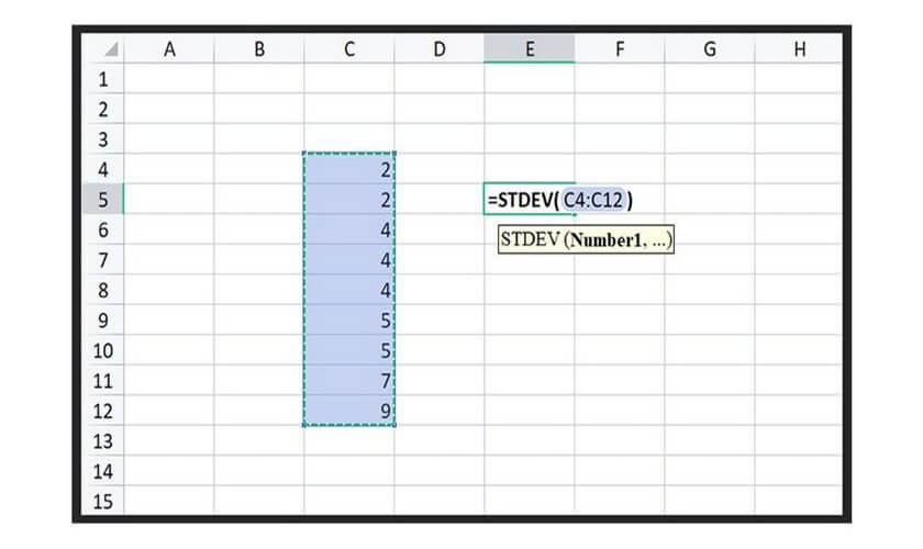 cách áp dụng độ lệch chuẩn bằng Excel